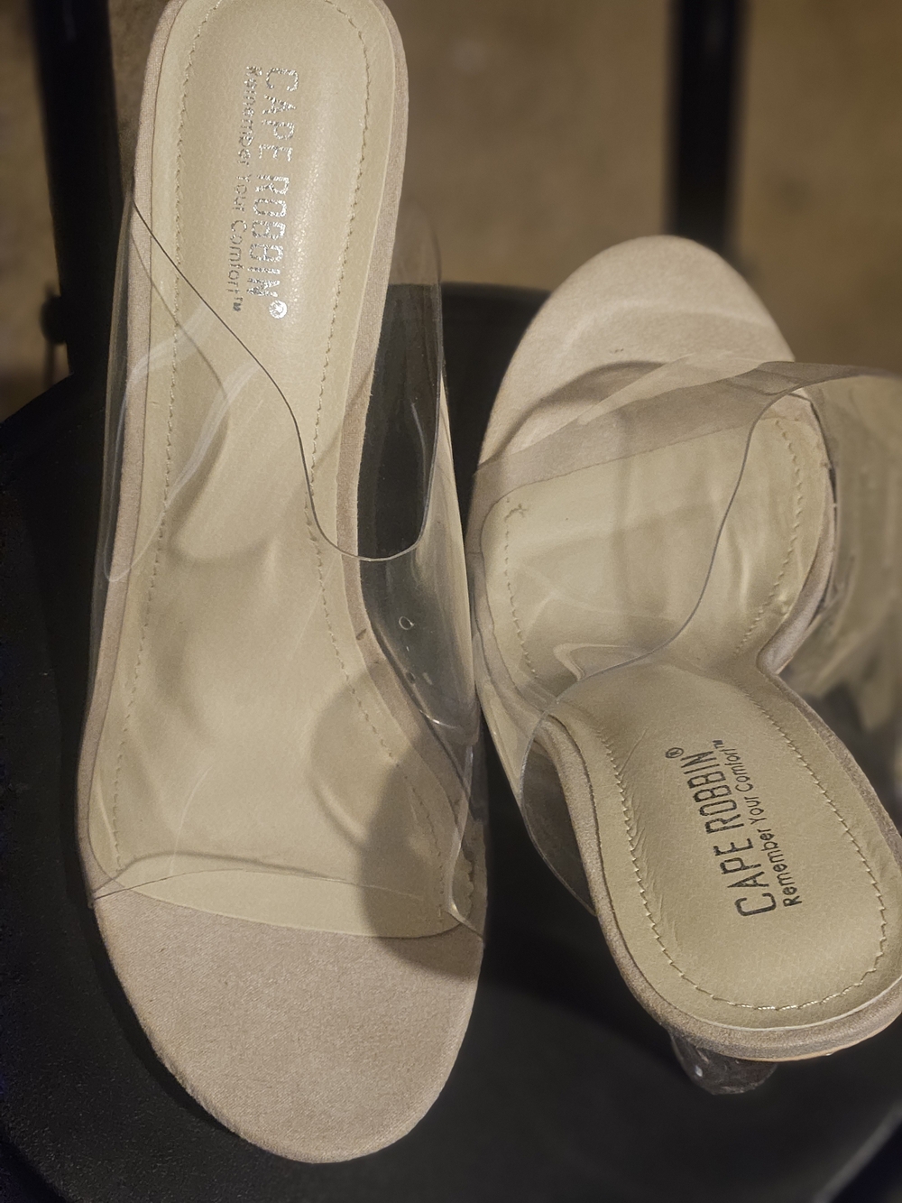 Cape Robbin Nude Clear Strap Slide Sandals